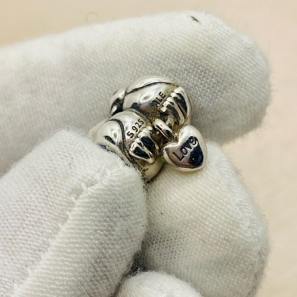 EUC Pandora 791033 Sterling Silver Love Birds w/ Dangling Heart Charm - Picture 7 of 8